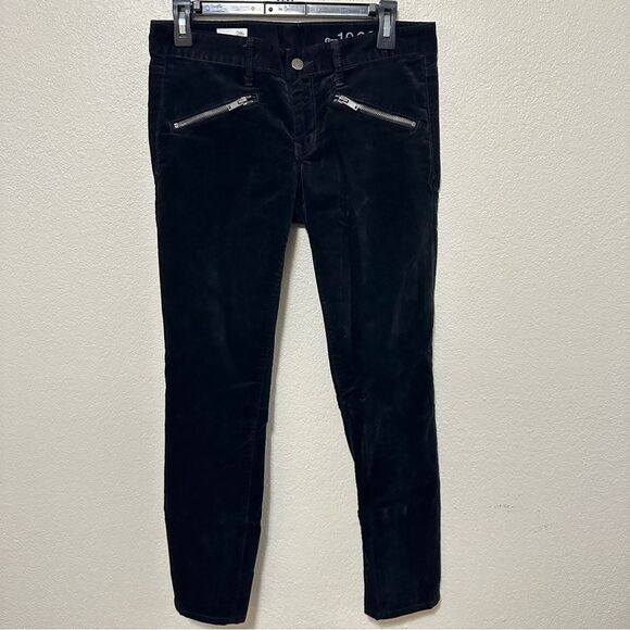 GAP 1969 Black Velvet Always Skinny Jeans w/zipper detail - Picture 2 of 9